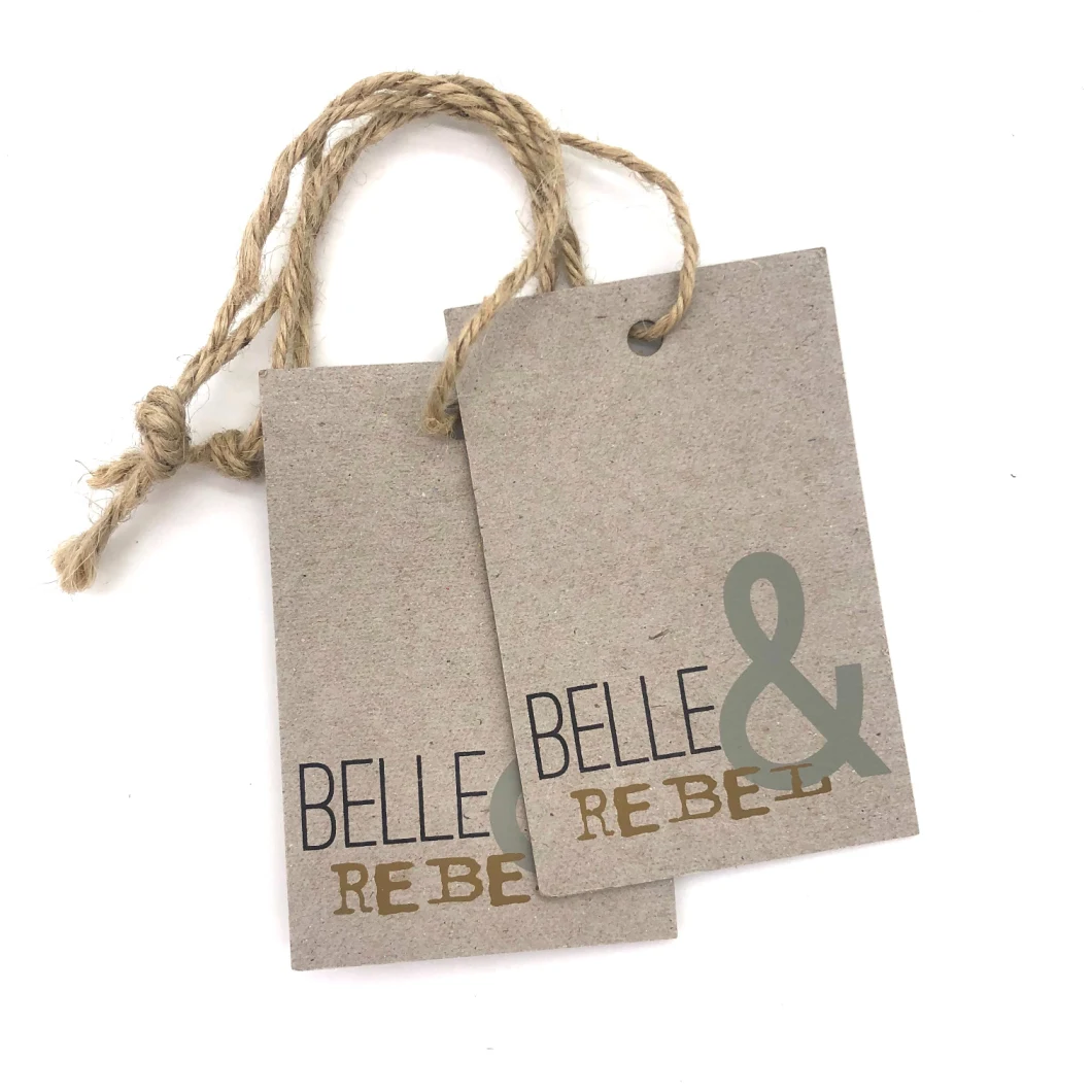 Wholesale Cheap Design Custom Silkscreen Printing Shape Recycled Paper Hang Tags with String