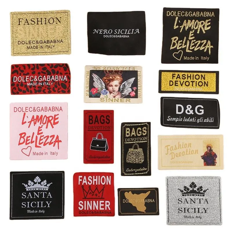 Custom High Density Flat Woven Garment Silk Screen Printing Labels for Clothes