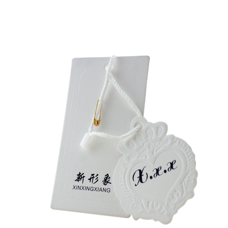 Customized Garment White Embossing Printed Die Cut Paper Hang Tag