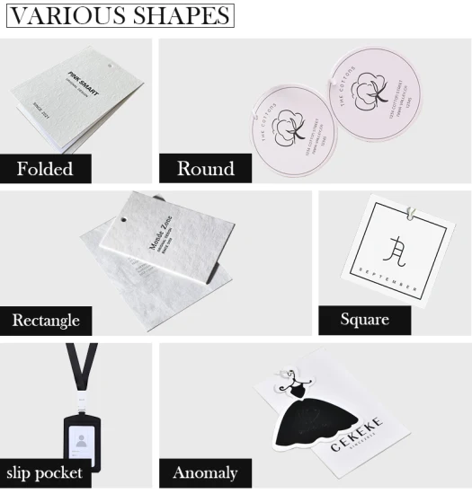 Fertige Luxus-Hängeetiketten aus Papier und Pappe für Kleidung mit Schaukel